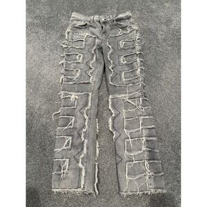 ROMWE Street‎ Life Women Grey Distressed Ripped Raw Hem Slim Fit Jeans Size XS
